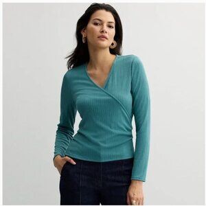Women's Nine West Texture Wrap Top Size XX LARGE in Secret Lagoon NWT